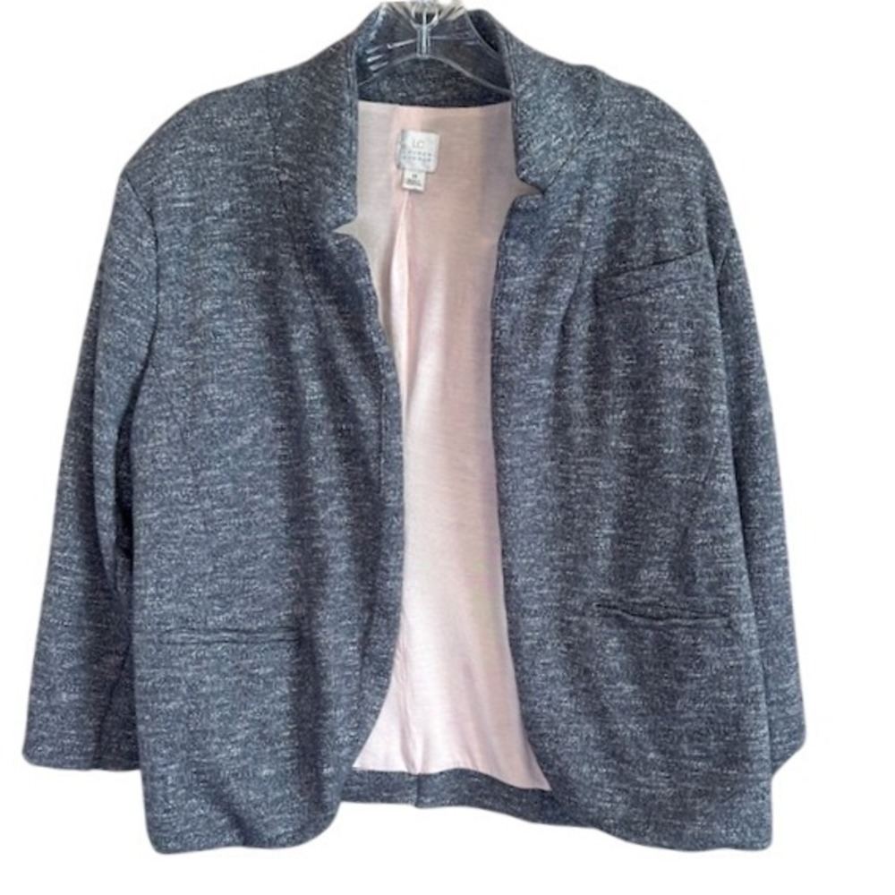 LC‎ Lauren Conrad Women's Gray 3/4 Sleeve Open Blazer 14 Casual Career Soft